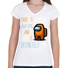 PRINTFASHION Among us me is awesome - Női V-nyakú póló - Fehér