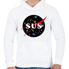 PRINTFASHION Among Us - NASA - Férfi kapucnis pulóver - Fehér