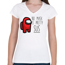 PRINTFASHION Among us - no mask - Női V-nyakú póló - Fehér női póló