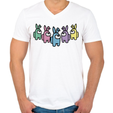 PRINTFASHION Among Us nyuszik - Férfi V-nyakú póló - Fehér
