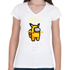 PRINTFASHION Among us Pikachu 2 premium skin set - Női V-nyakú póló - Fehér
