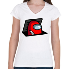 PRINTFASHION among us: red impostor - Női V-nyakú póló - Fehér női póló