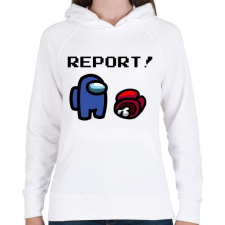 PRINTFASHION Among Us - Report! - Női kapucnis pulóver - Fehér női pulóver, kardigán