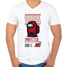 PRINTFASHION Among us sssss impostor - Férfi V-nyakú póló - Fehér