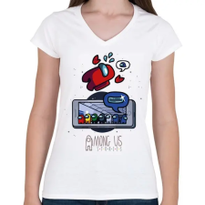 PRINTFASHION Among us stories - Női V-nyakú póló - Fehér női póló