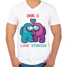PRINTFASHION Among us szerelem - Love stories - Férfi V-nyakú póló - Fehér férfi póló