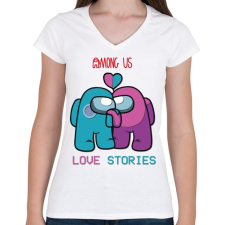 PRINTFASHION Among us szerelem - Love stories - Női V-nyakú póló - Fehér női póló