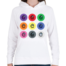 PRINTFASHION Among us - Színes crewmates - Női kapucnis pulóver - Fehér