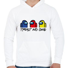 PRINTFASHION Among us trust no one - ne bízz senkiben - Férfi kapucnis pulóver - Fehér férfi pulóver, kardigán