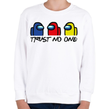 PRINTFASHION Among us trust no one - ne bízz senkiben  - Gyerek pulóver - Fehér gyerek pulóver, kardigán