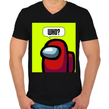 PRINTFASHION Among us Who - Férfi V-nyakú póló - Fekete férfi póló