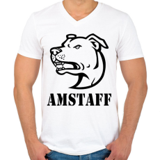 PRINTFASHION Amstaff 02 - Férfi V-nyakú póló - Fehér