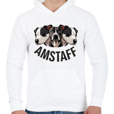 PRINTFASHION amstaff - Férfi kapucnis pulóver - Fehér férfi pulóver, kardigán
