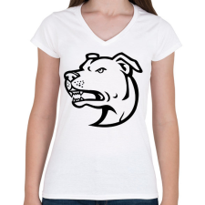 PRINTFASHION Amstaff - Női V-nyakú póló - Fehér női póló