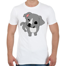 PRINTFASHION Amstaff/pitbull kutyus (szürke) - Férfi póló - Fehér férfi póló