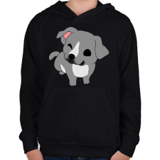 PRINTFASHION Amstaff/pitbull kutyus (szürke) - Gyerek kapucnis pulóver - Fekete gyerek pulóver, kardigán