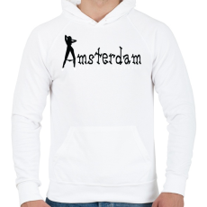 PRINTFASHION amsterdam-black-white - Férfi kapucnis pulóver - Fehér