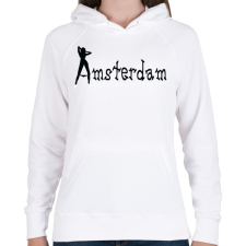 PRINTFASHION amsterdam-black-white - Női kapucnis pulóver - Fehér női pulóver, kardigán