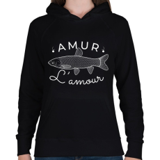 PRINTFASHION Amur Lamour White-02 - Női kapucnis pulóver - Fekete