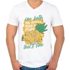 PRINTFASHION Ananász - Férfi V-nyakú póló - Fehér