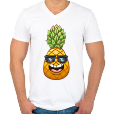 PRINTFASHION Ananász  - Férfi V-nyakú póló - Fehér férfi póló