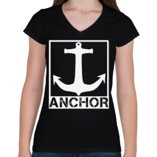 PRINTFASHION Anchor - Női V-nyakú póló - Fekete