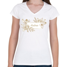 PRINTFASHION Andrea - Női V-nyakú póló - Fehér