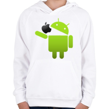 PRINTFASHION Android megeszi az almát - Gyerek kapucnis pulóver - Fehér gyerek pulóver, kardigán