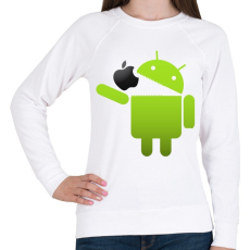PRINTFASHION Android megeszi az almát - Női pulóver - Fehér