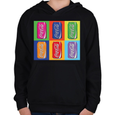 PRINTFASHION Andy Warhol - Coca cola - Gyerek kapucnis pulóver - Fekete gyerek pulóver, kardigán