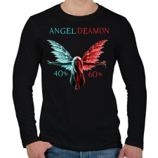 PRINTFASHION Angel vs deamon - Férfi hosszú ujjú póló - Fekete férfi póló