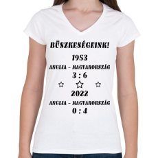 PRINTFASHION Anglia - Magyarország fekete - Női V-nyakú póló - Fehér
