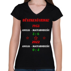 PRINTFASHION Anglia - Magyarország színes - Női V-nyakú póló - Fekete