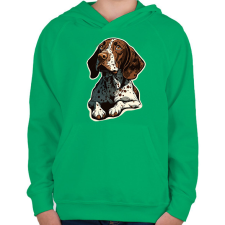 PRINTFASHION Angol vizsla pointer - Gyerek kapucnis pulóver - Zöld gyerek pulóver, kardigán