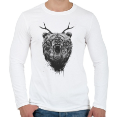 PRINTFASHION Angry bear with antlers - Férfi hosszú ujjú póló - Fehér