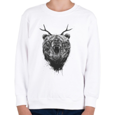 PRINTFASHION Angry bear with antlers - Gyerek pulóver - Fehér