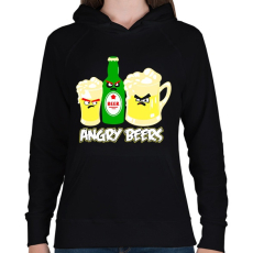PRINTFASHION Angry Beers - Női kapucnis pulóver - Fekete
