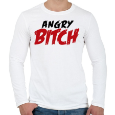 PRINTFASHION Angry Bitch - Férfi hosszú ujjú póló - Fehér férfi póló