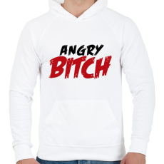 PRINTFASHION Angry Bitch - Férfi kapucnis pulóver - Fehér