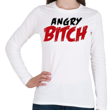 PRINTFASHION Angry Bitch - Női hosszú ujjú póló - Fehér női póló