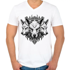 PRINTFASHION angry cerberus - Férfi V-nyakú póló - Fehér férfi póló