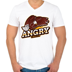PRINTFASHION Angry Eagles - Férfi V-nyakú póló - Fehér