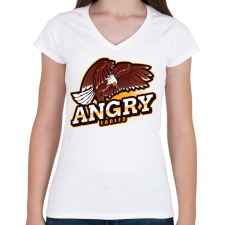 PRINTFASHION Angry Eagles - Női V-nyakú póló - Fehér női póló