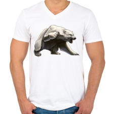 PRINTFASHION Angry Polar Bear - Férfi V-nyakú póló - Fehér férfi póló
