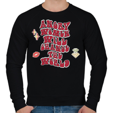PRINTFASHION Angry women - Férfi pulóver - Fekete