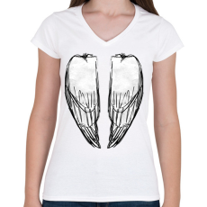 PRINTFASHION Angyalszárny (zárt) - Női V-nyakú póló - Fehér