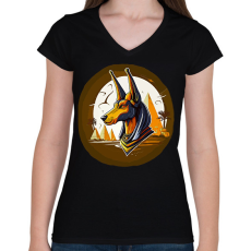 PRINTFASHION anibus - Női V-nyakú póló - Fekete