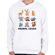 PRINTFASHION Animal lover - Gyerek kapucnis pulóver - Fehér gyerek pulóver, kardigán