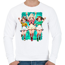 PRINTFASHION Anime barátnők - Férfi pulóver - Fehér