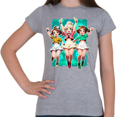 PRINTFASHION Anime barátnők - Női póló - Sport szürke